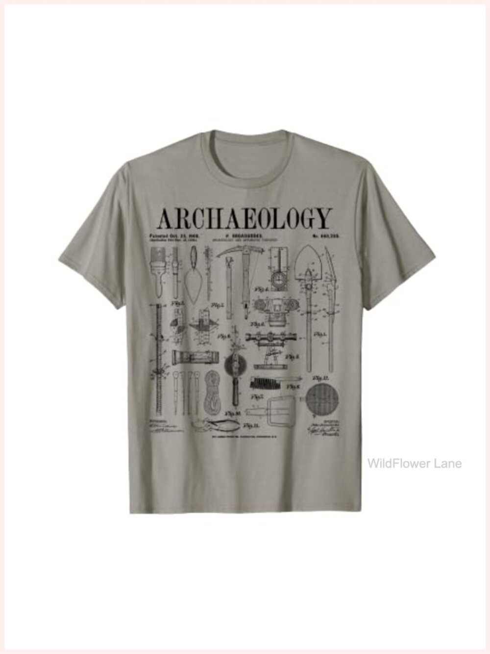 Archaeologist Patent Field Kit T-Shirt Retro Science Graphic Tee